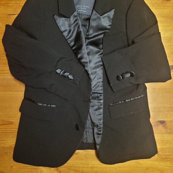 Zara Boys Black Blazer Jacket with shiny collar Size 5 - Picture 9 of 9